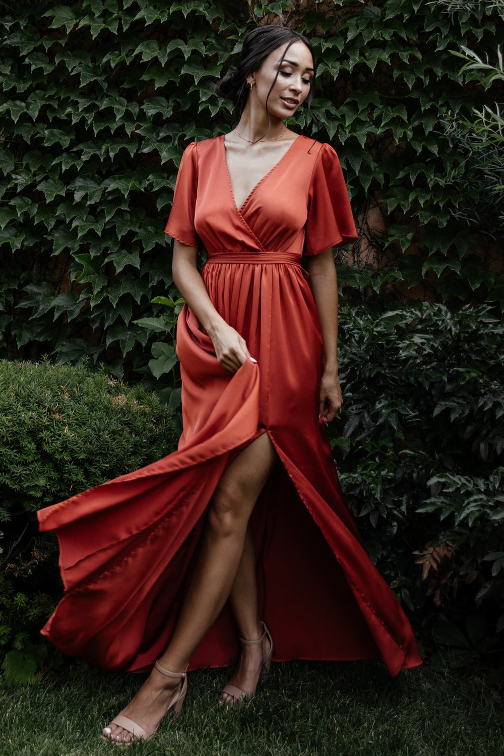 Sicily Satin Maxi Dress | Rust Marketable Sale Online