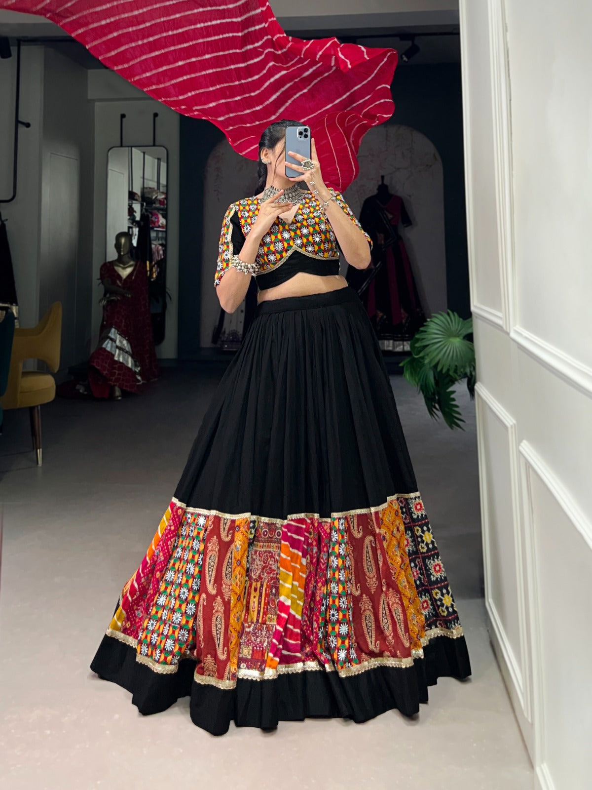 Celebrate This Navratri With Our Black Rayon Lehenga Choli Cheap Sale Cheap