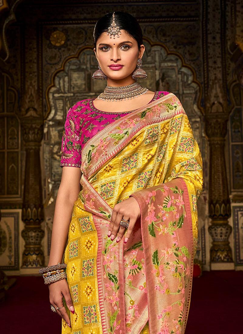 Heavy Silk Yellow Saree For Wedding How Much For Sale