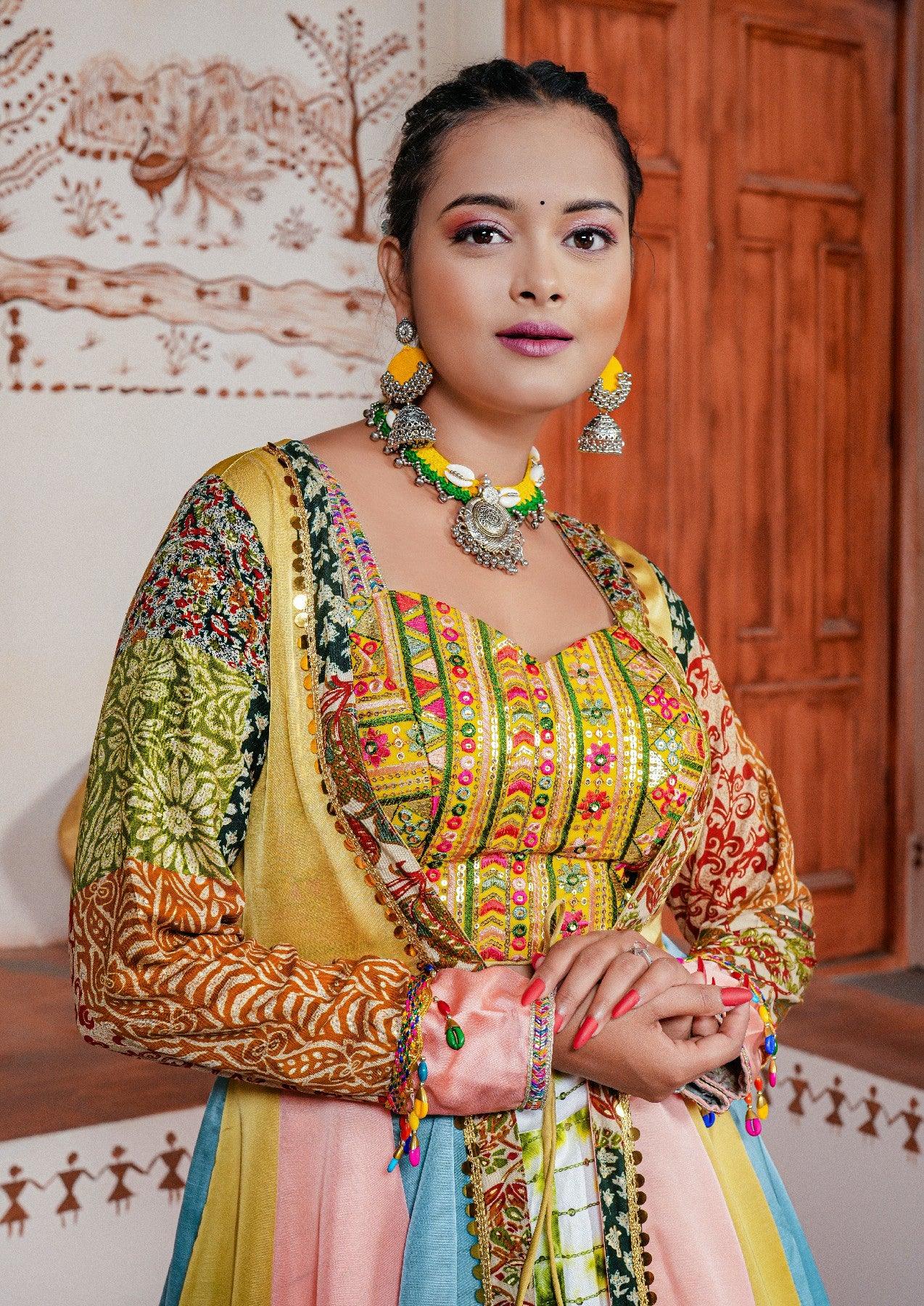 Stunning Multicolored Traditional Indo-Western Set Discount Outlet Store