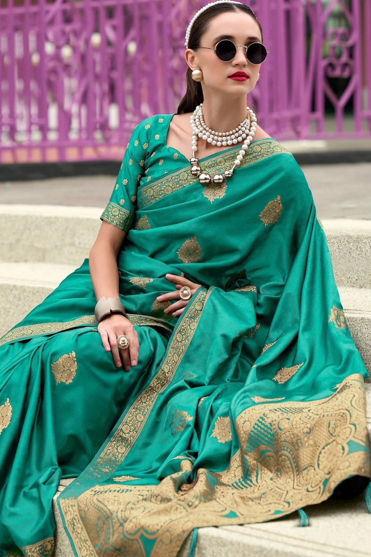 Viridian Green  Banarasi Handloom Saree Online Online Outlet Sale