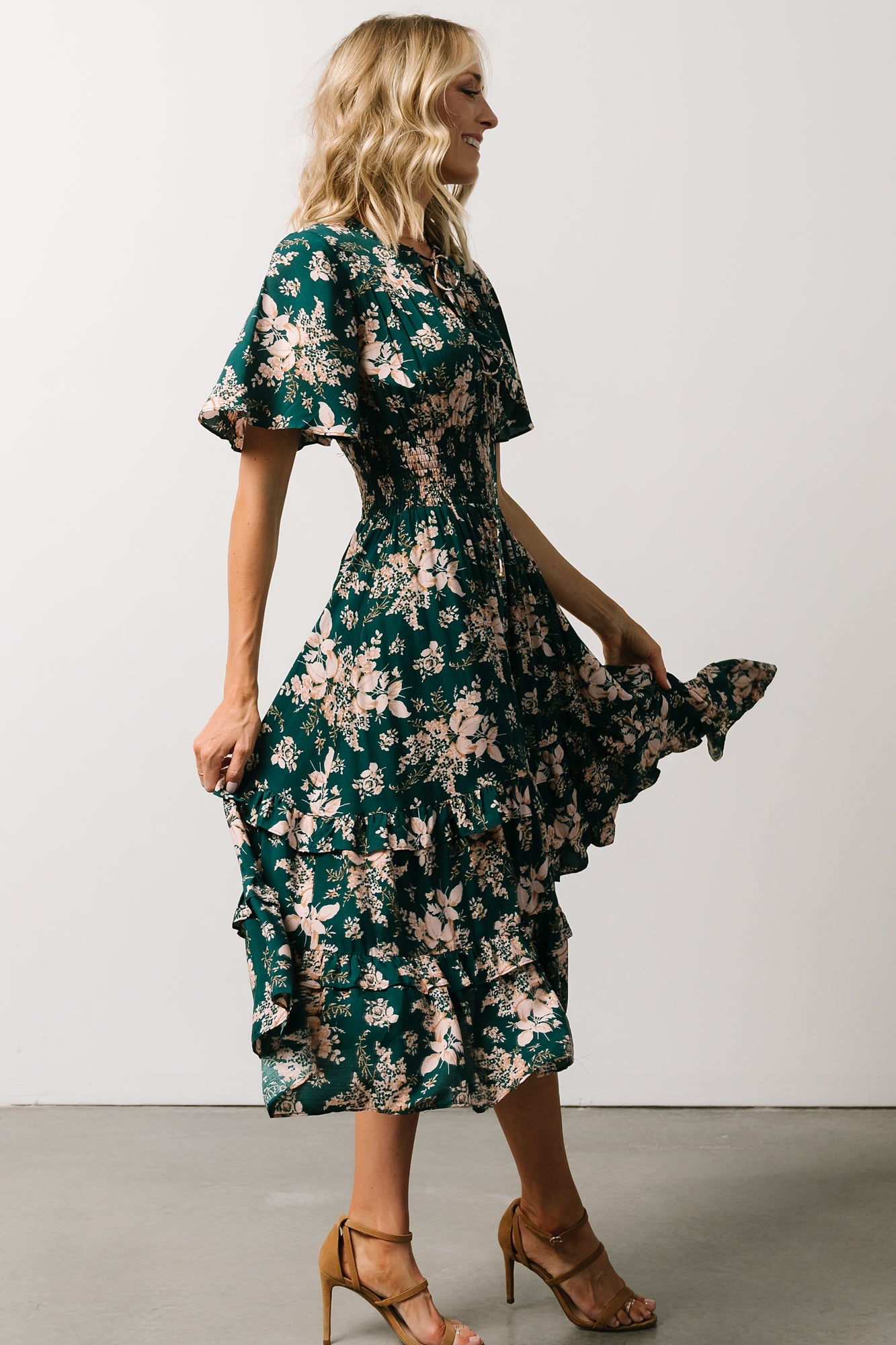 Spell Boho Midi Dress | Topaz + Blush Floral Sale Clearance