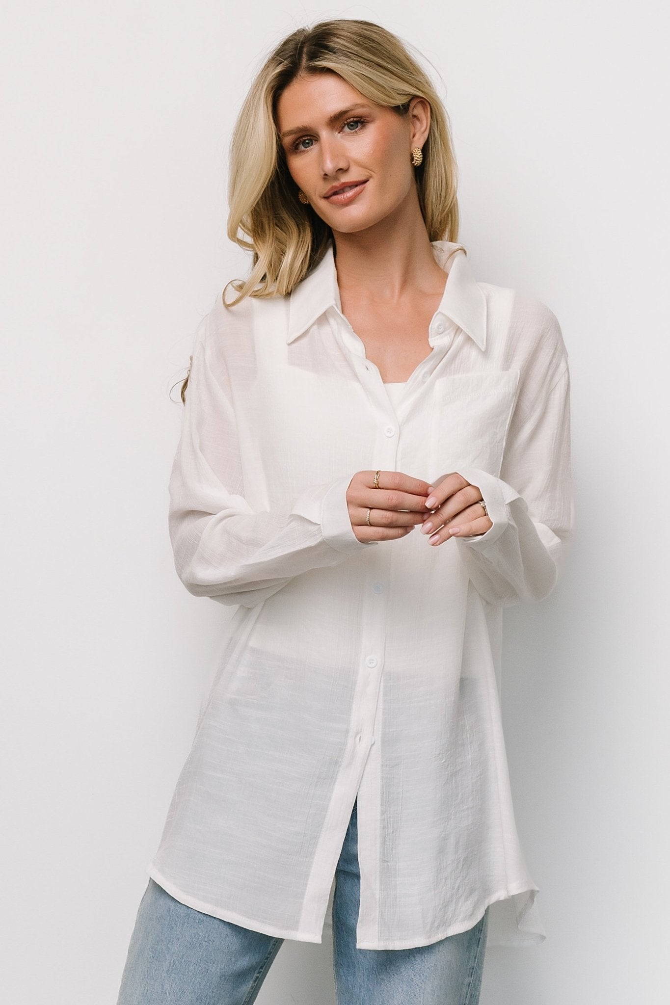 Breck Button Up Top | Off White Free Shipping Get Authentic