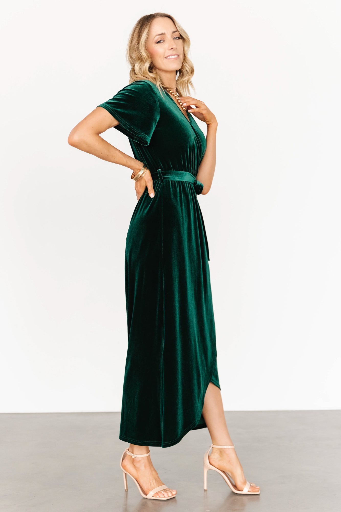 Nadine Velvet Midi Dress | Green Cheap Extremely