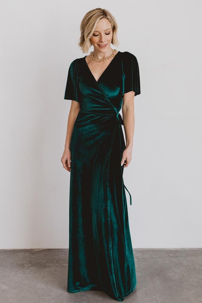 Meghan Velvet Wrap Maxi Dress | Emerald Store Cheap Online