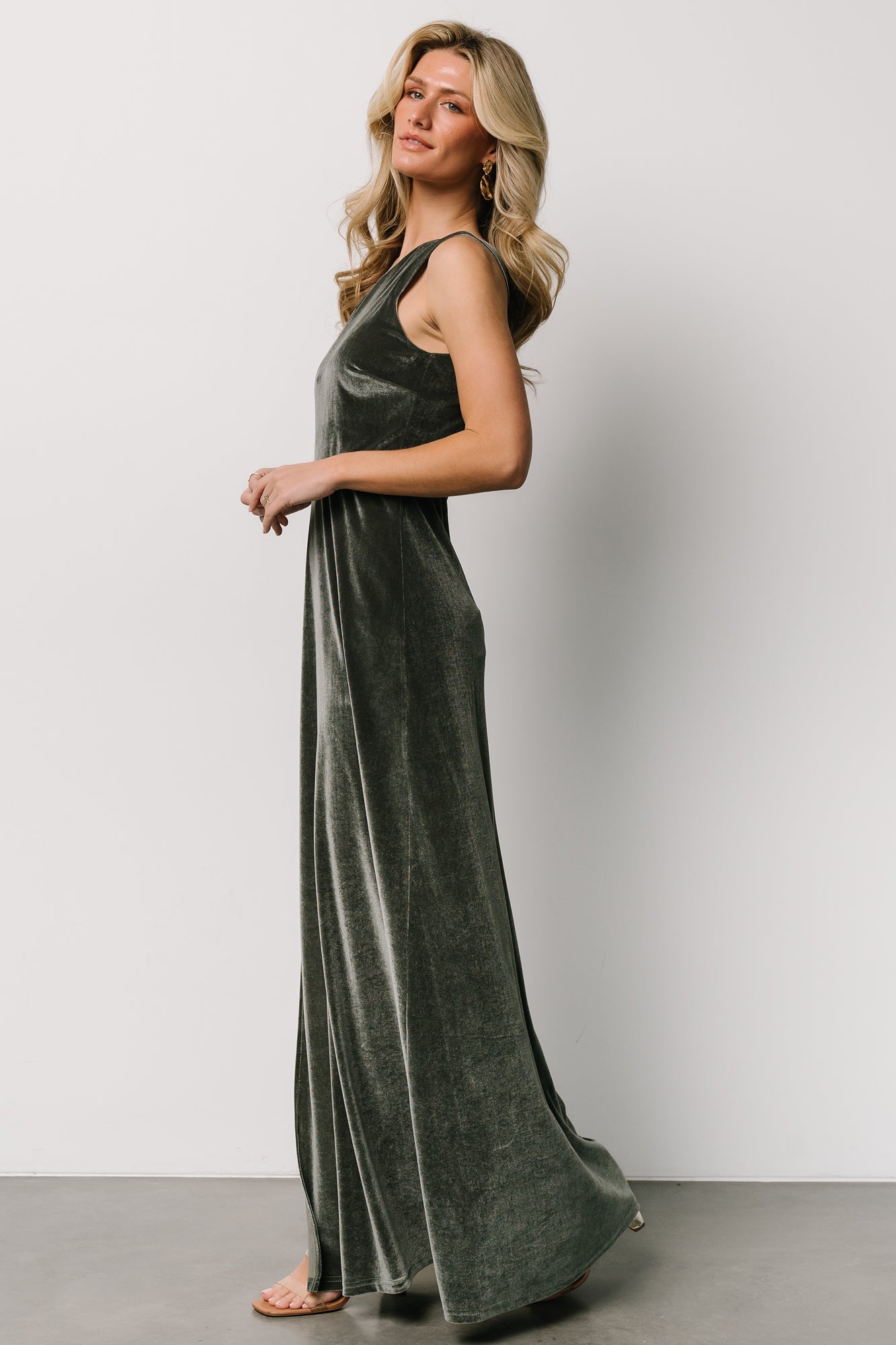 Tatiana Velvet One Shoulder Maxi Dress | Eucalyptus Shop For Sale