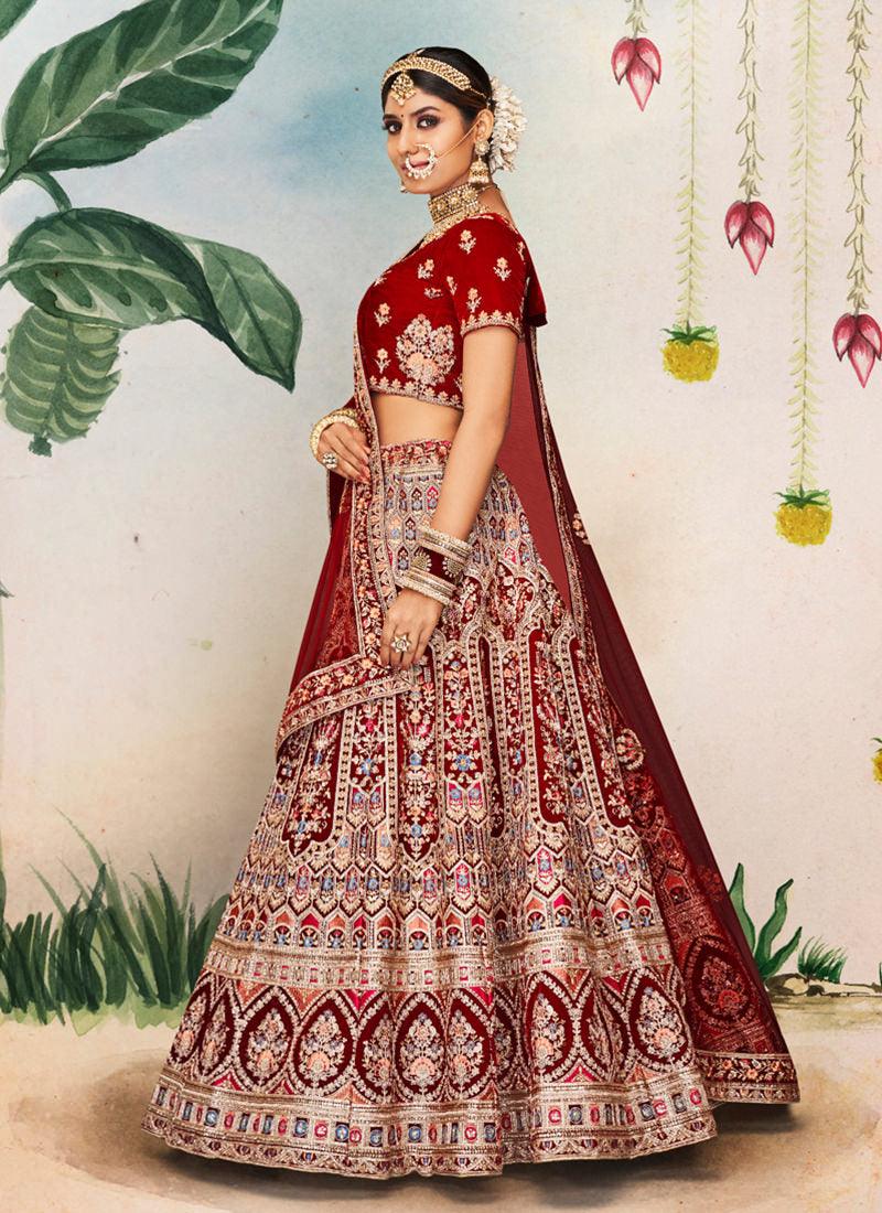 Latest Maroon Bridal Lehenga Choli Cheap Pice Free Shipping