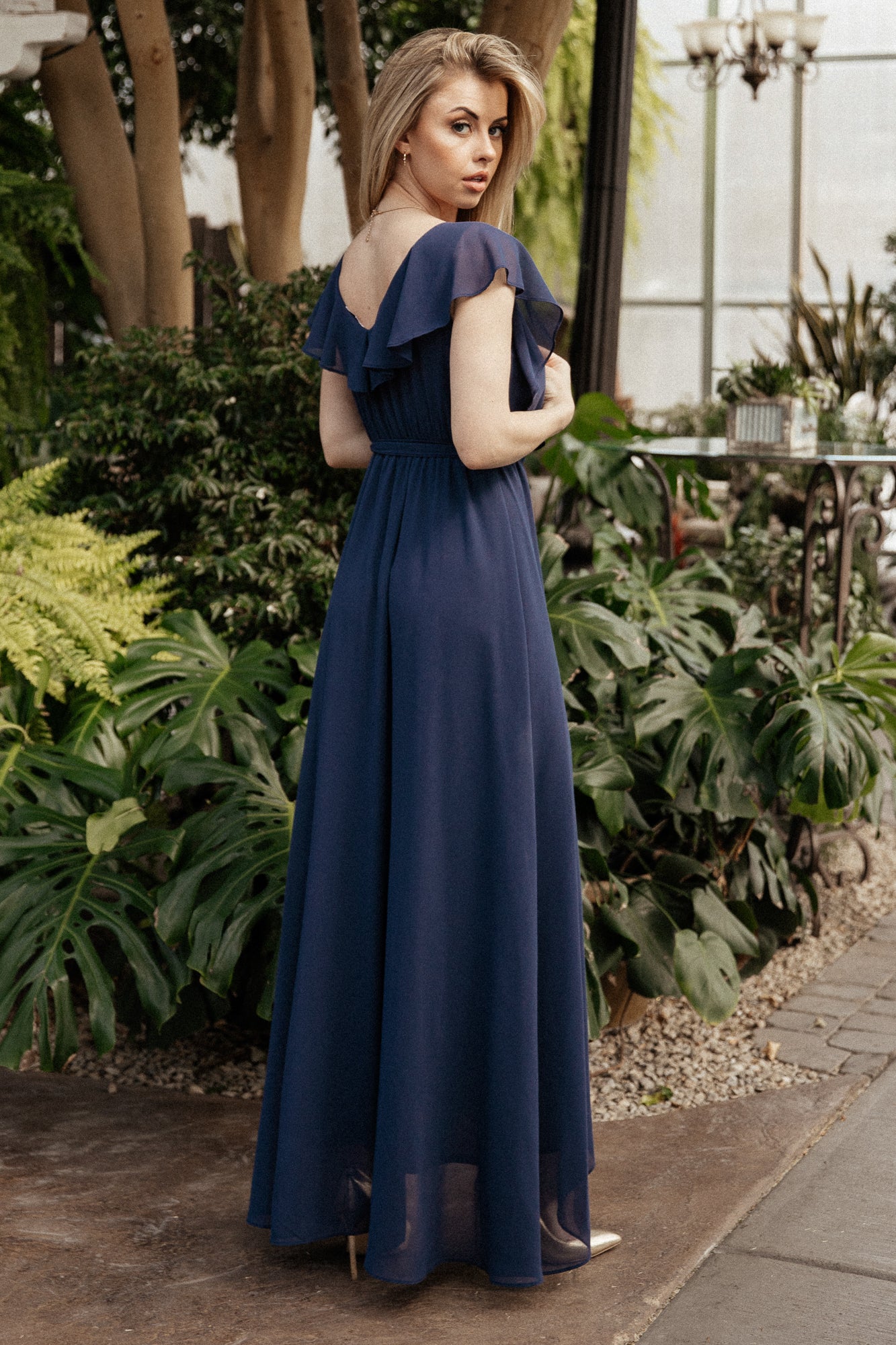 Katya Ruffle Maxi Dress | Navy Clearance Limited Edition