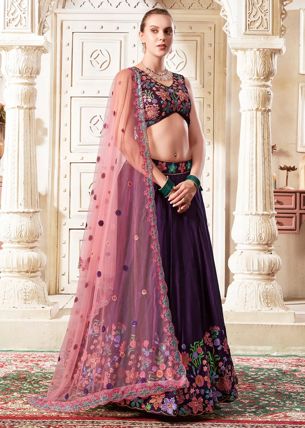 Outstanding and Precious Wine Designer Wedding Style Lehenga Choli Clearance From China