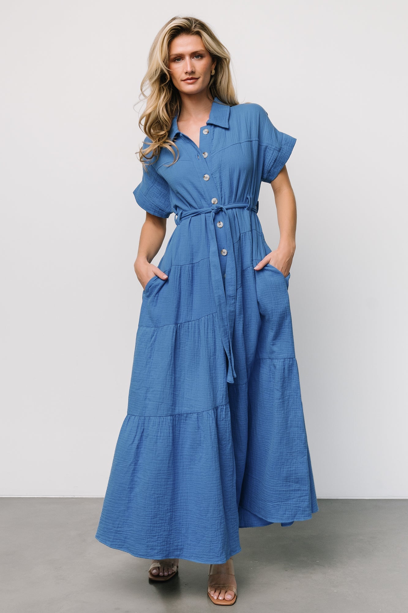 Aizey Button Up Maxi Dress | Blue Buy Cheap Wide Range Of