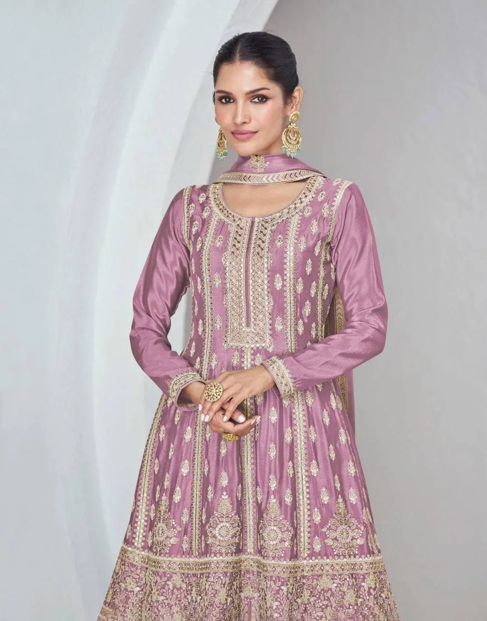 Glowing Mauve Festive Wear Embroidered Chinon Sharara Suit Buy Cheap 2025