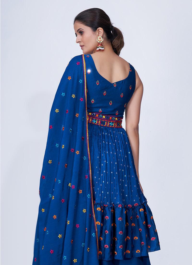 Thread With Mirror Work Navy Blue Palazzo Suit Visit New For Sale