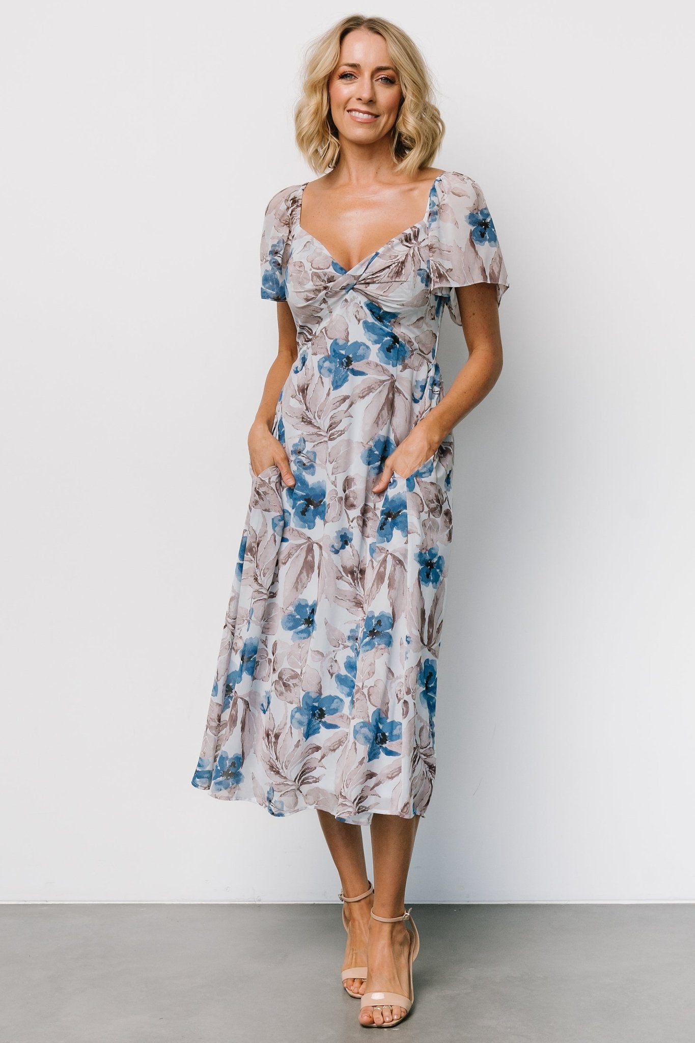 Melinda Midi Dress | Blue Floral Recommend