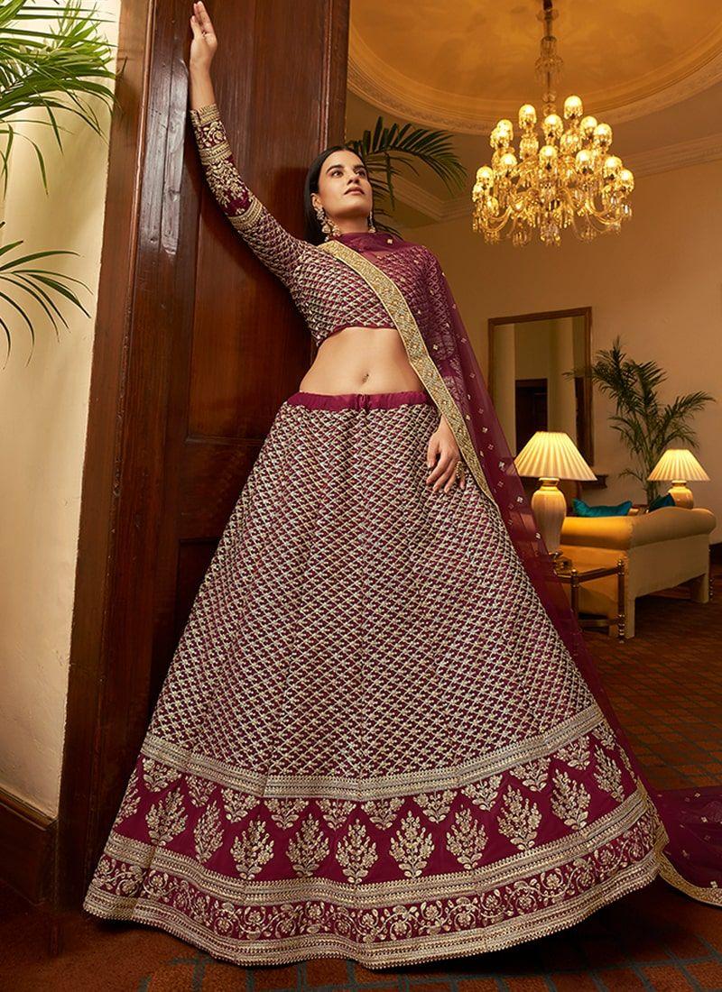 Adorable Look Maroon Color Dori And Sequins Base Wedding Wear Lehenga Choli Buy Cheap Low Shipping Fee