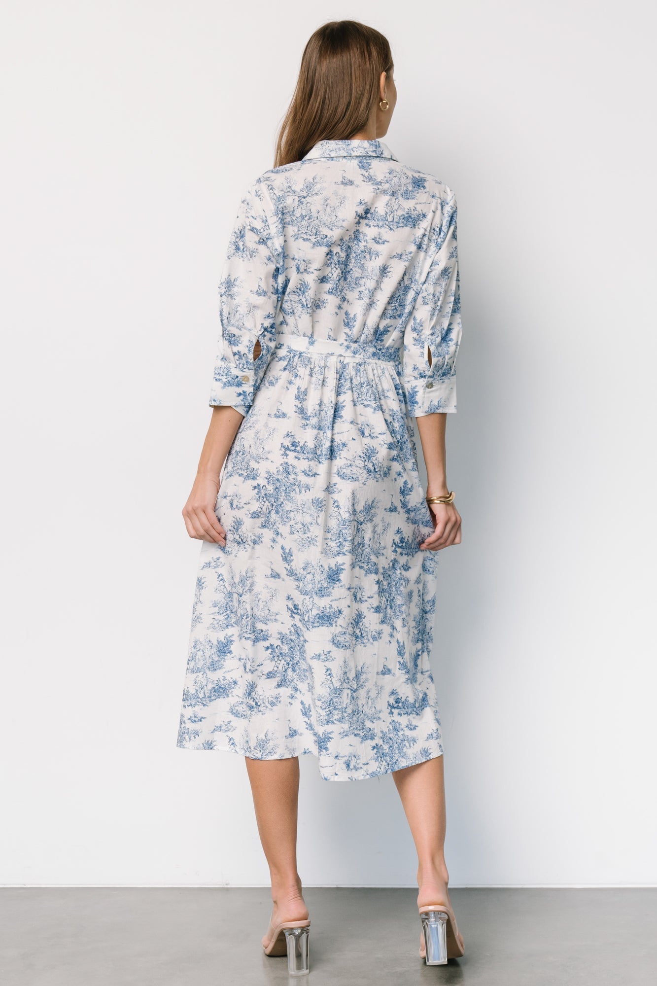 Chantelle Button Midi Dress | Off White + Blue Print Cheap In China