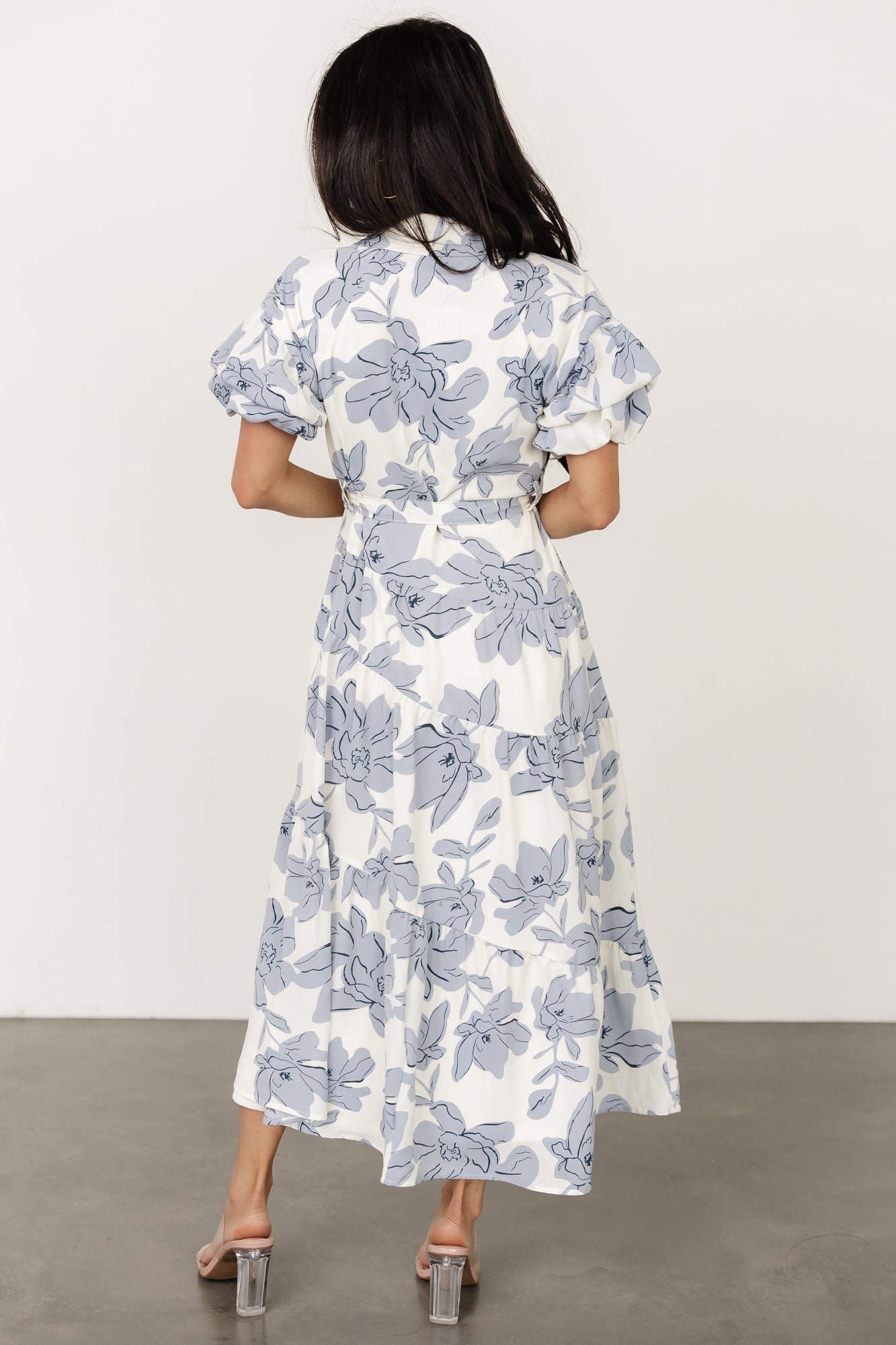 Albany Button Dress | Ivory + Blue Purchase For Sale