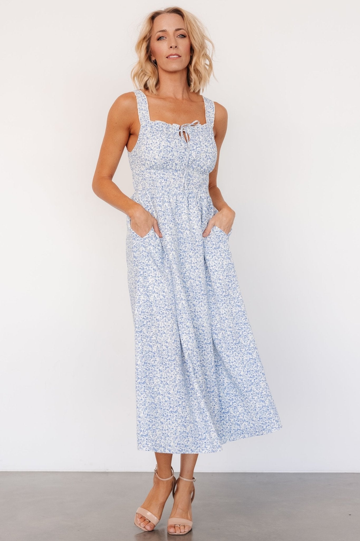 Evonne Midi Dress | Blue Floral Outlet Explore