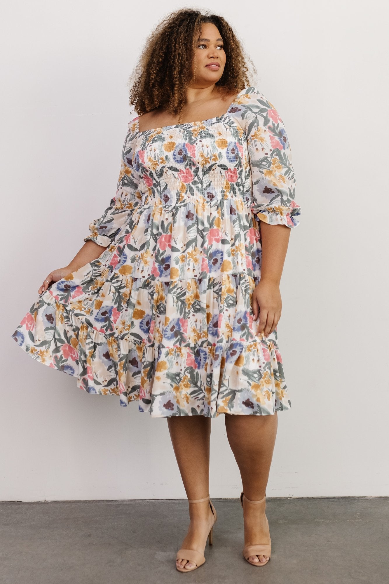 Marta Smocked Midi Dress | Multi Floral Amazon Sale Online