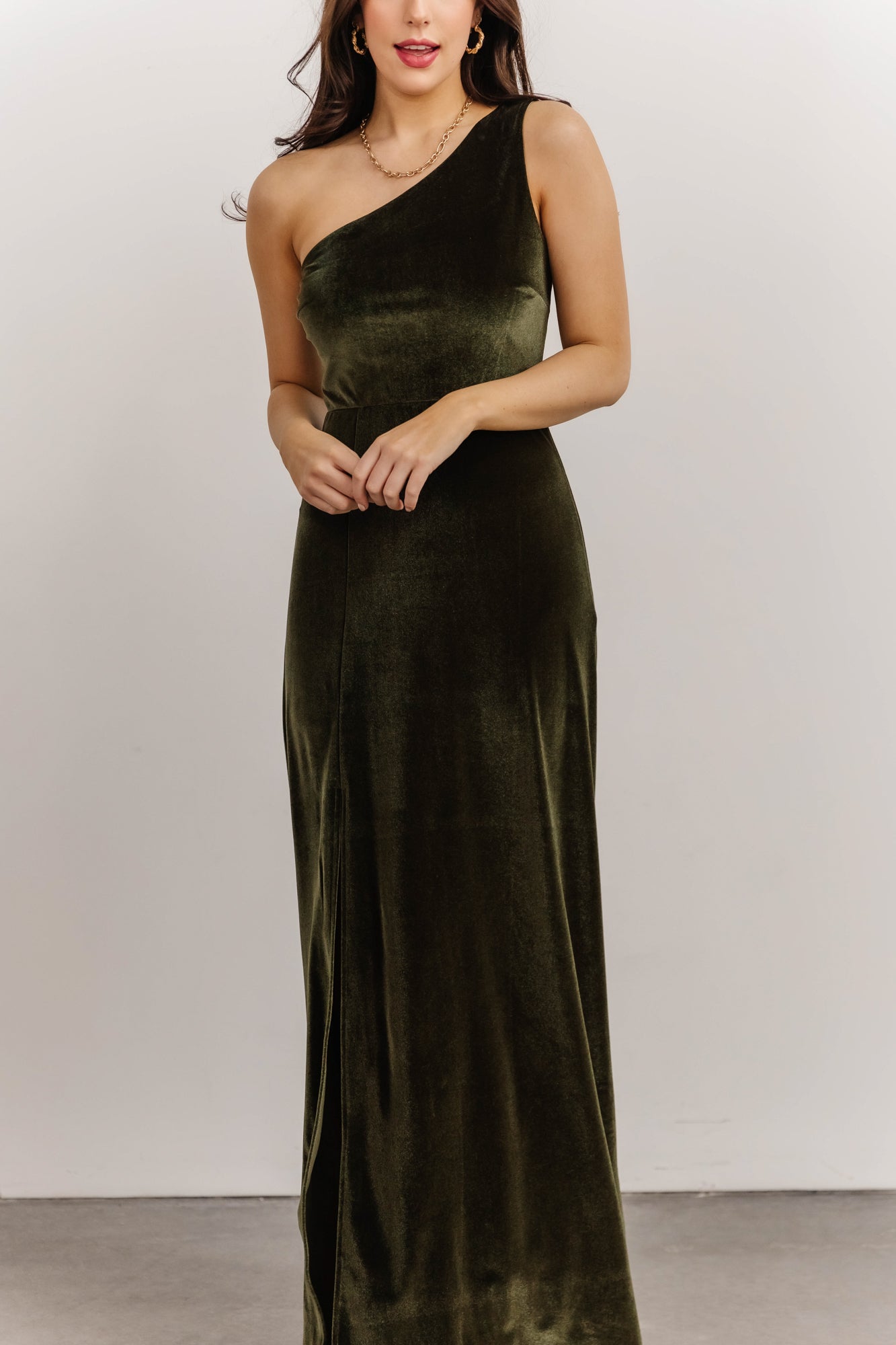 Tatiana Velvet One Shoulder Maxi Dress | Olive Discount Authentic Online