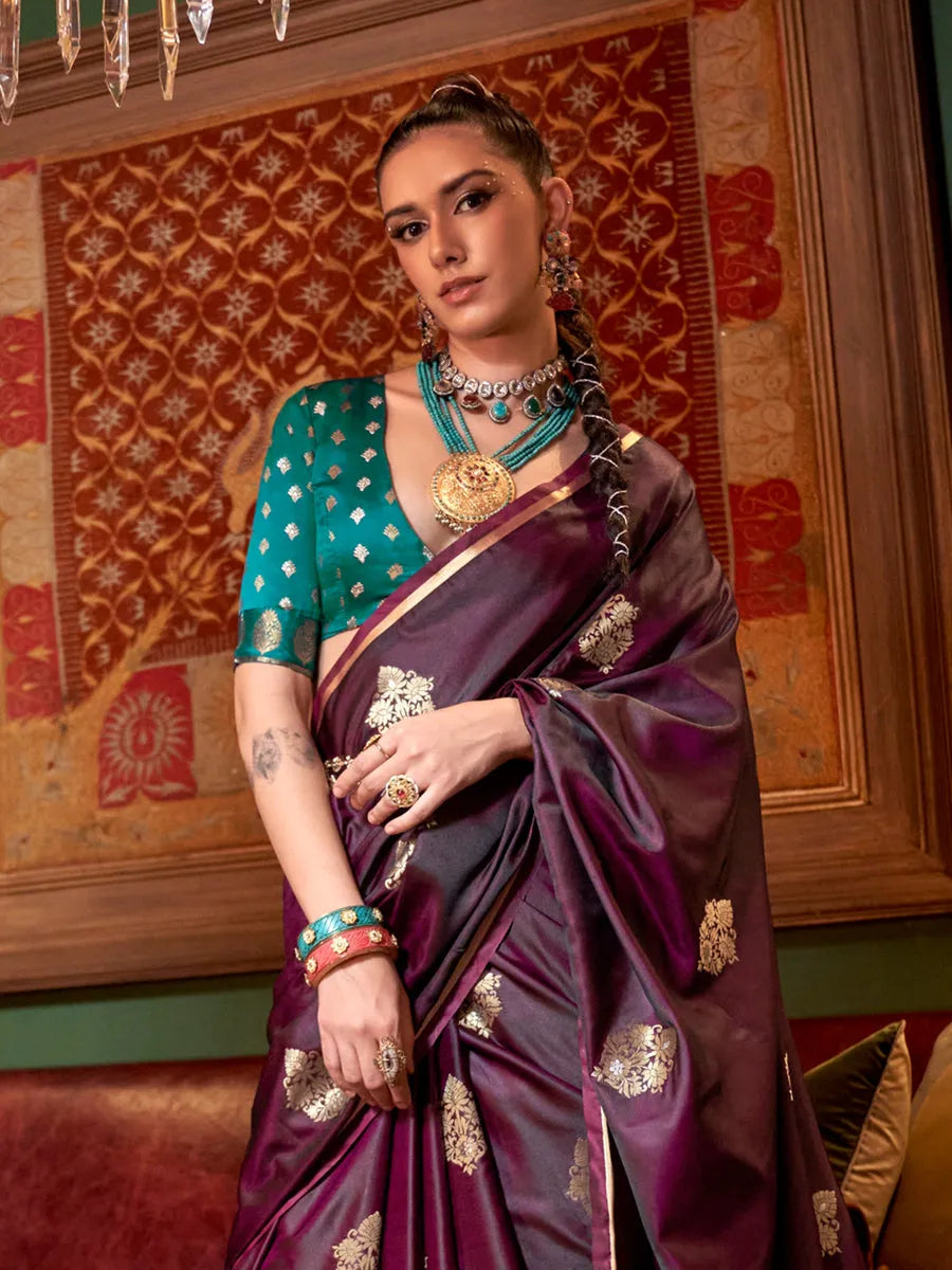 Wine Pure Satin Silk Designer Saree Buy Cheap Fake