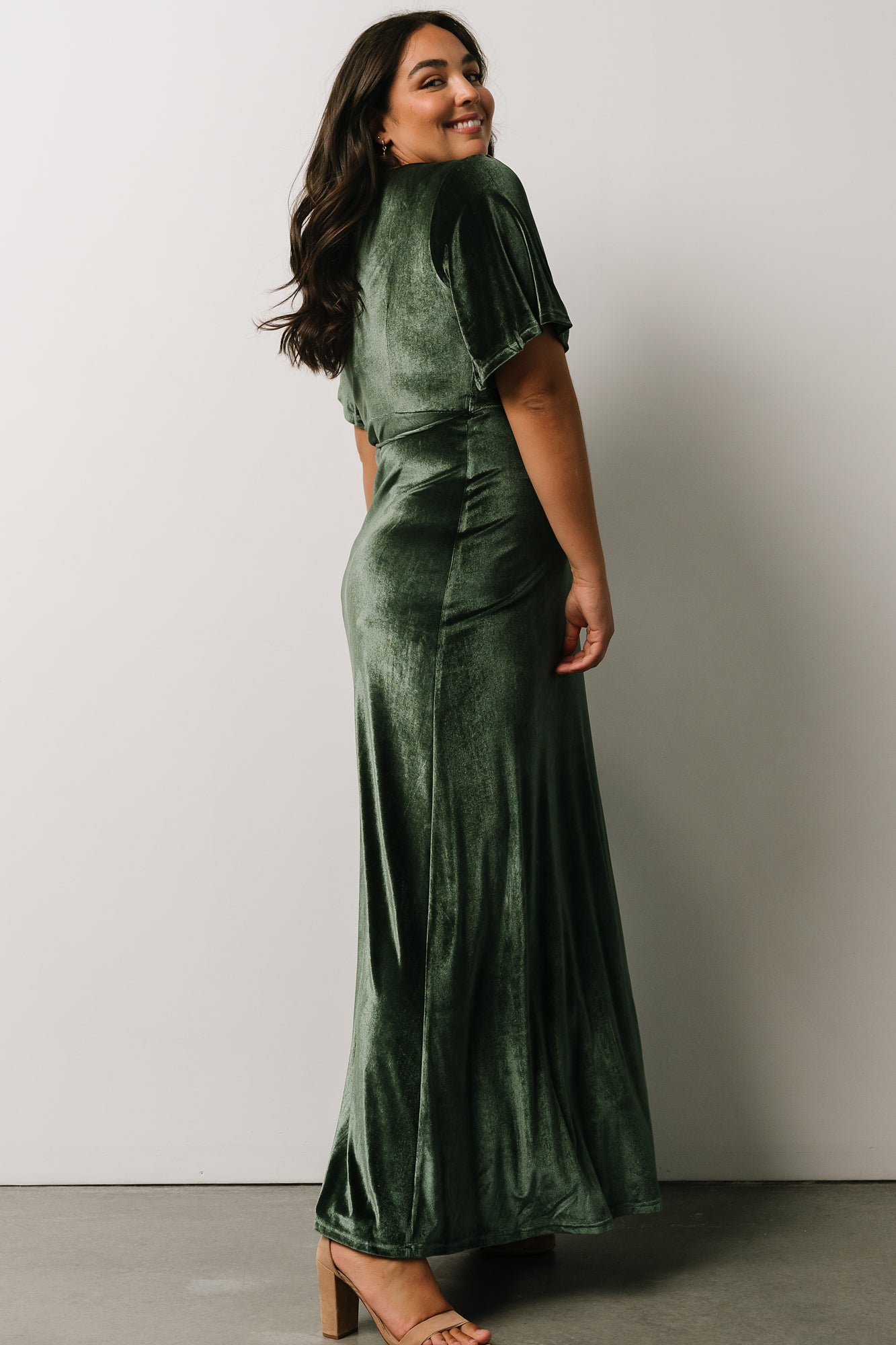 Meghan Velvet Wrap Maxi Dress | Deep Green Cheap Pirce