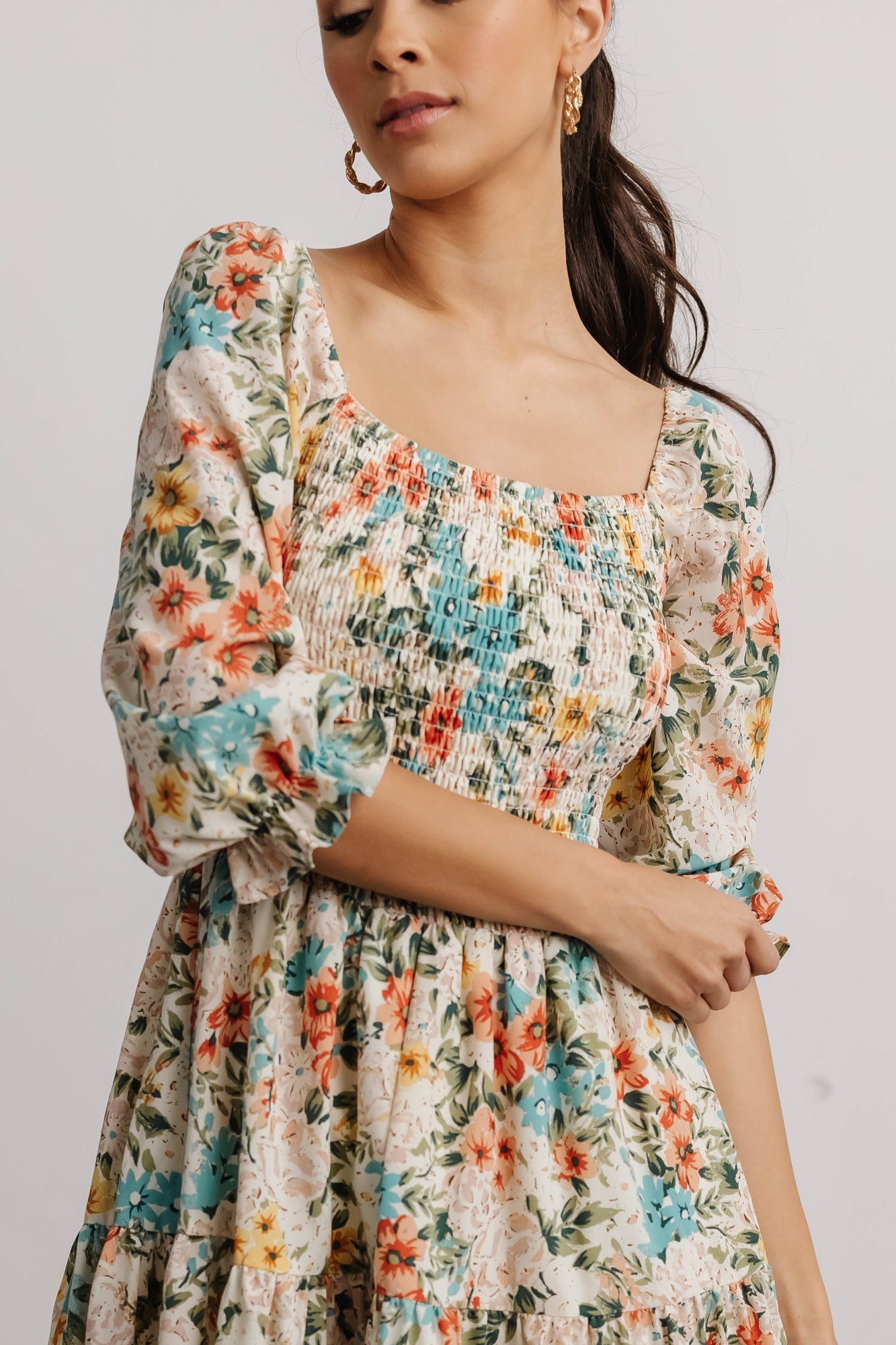 Marta Smocked Midi Dress | Summer Floral 100% Authentic