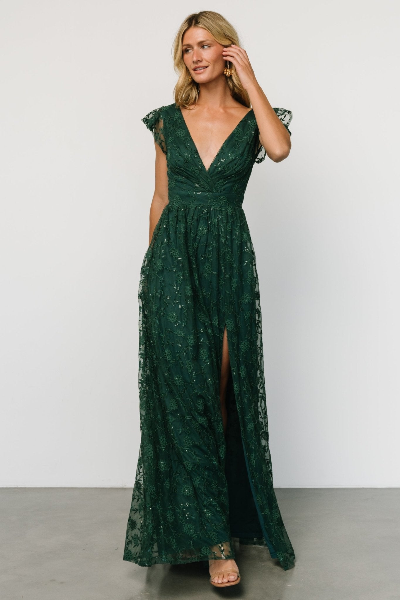 Alexa Embroidered Sequin Maxi Dress | Dark Green Cheap Sale 2025 New