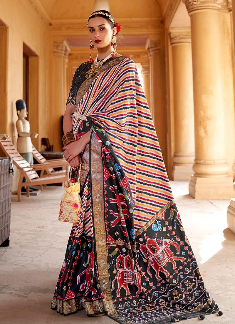 Ceremonial Multi Color Silk Base Swarovski Work Printed Saree New Arrival Cheap Online