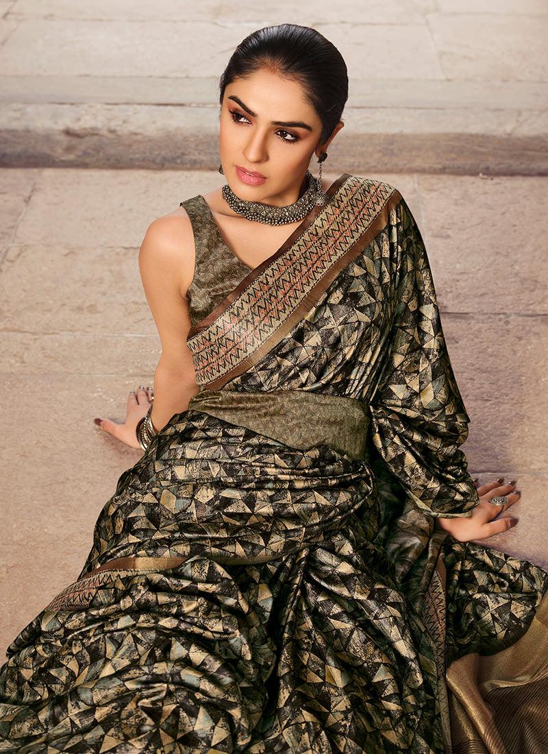 Sleeveless Textured Pattern Silk Saree How Much