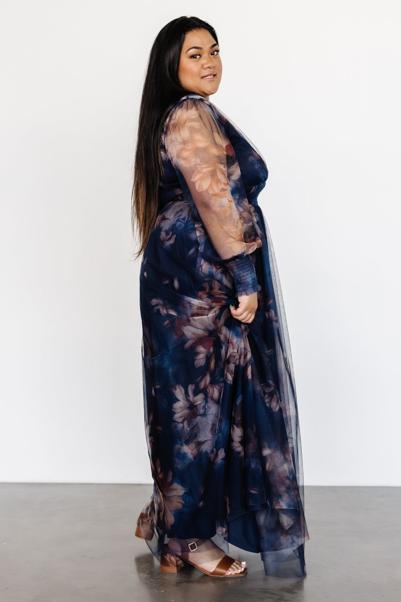 Layla Tulle Maxi Dress | Dark Blue Floral New Styles Cheap Pice