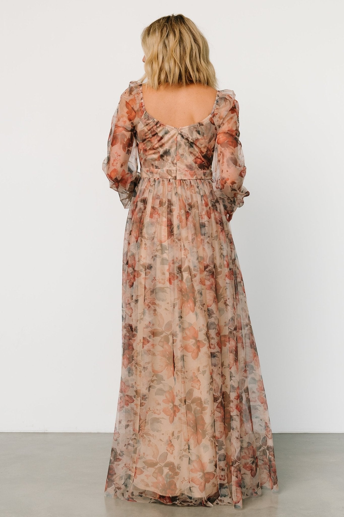 Desiree Tulle Maxi Dress | Taupe Floral Top Quality For Sale