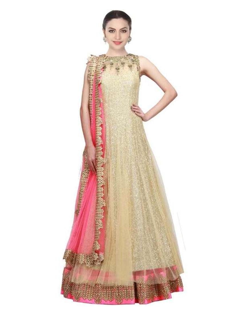 Golden Designer Embroidred Gown For Woman Free Shipping Sast