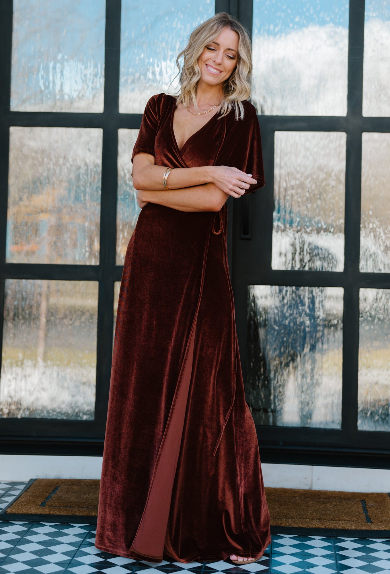 Meghan Velvet Wrap Maxi Dress | Bronze Low Pice Sale Online