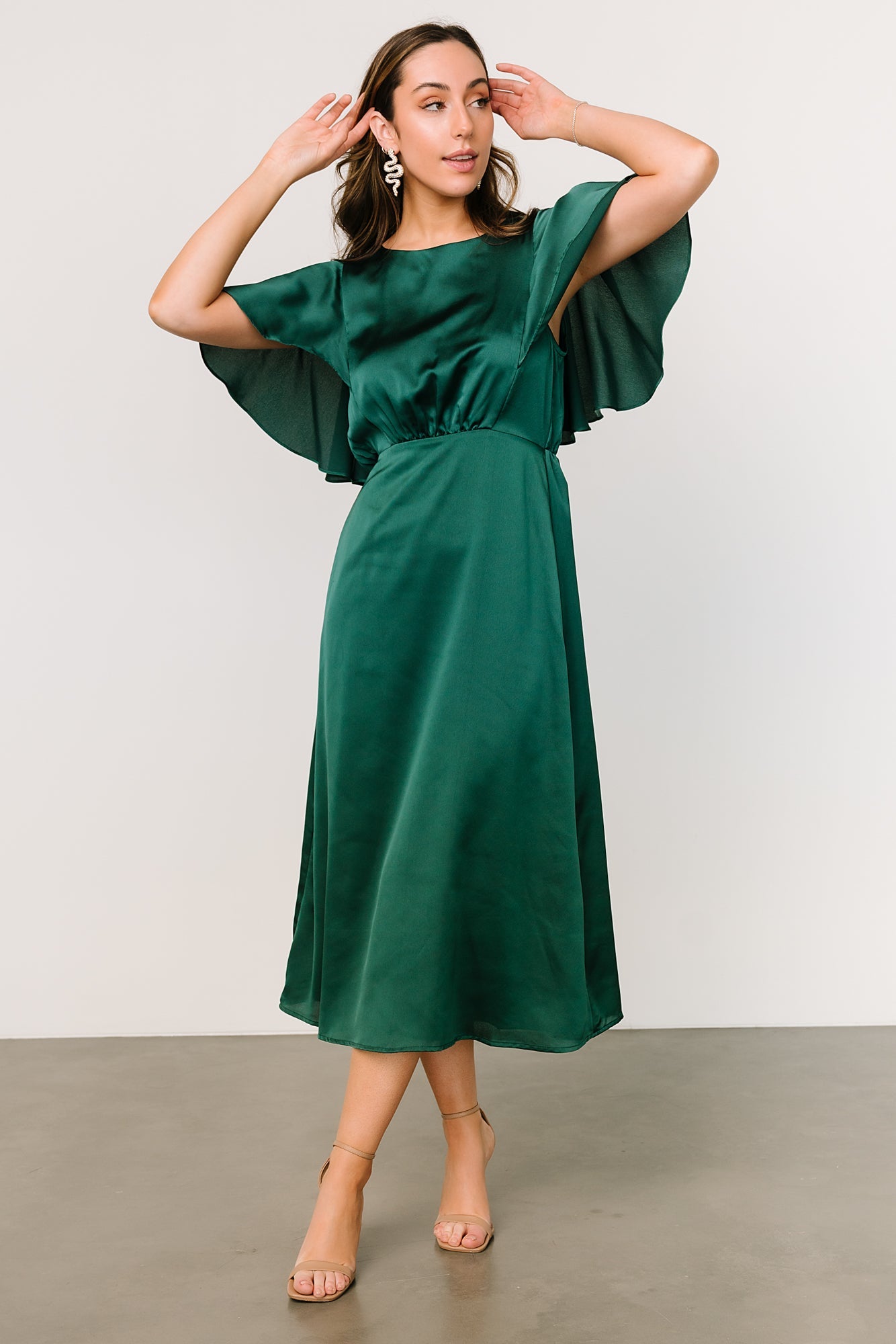 Cinta Satin Midi Dress | Emerald Outlet Cheap Authentic