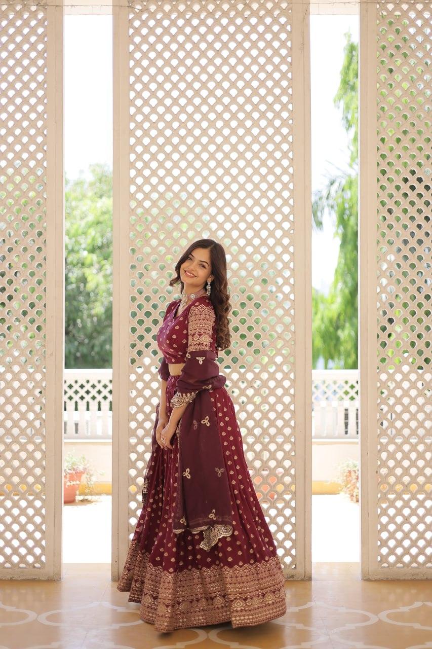 Pure Dyable Viscous Jacquard Double Zari Worked Lehenga Choli Clearance Genuine