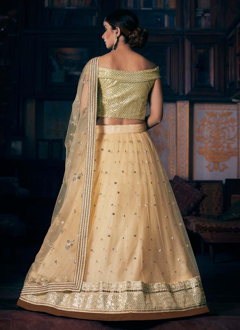 Sequins Work Designer Beige Lehenga With Heavy Work Choli With Mastercard For Sale