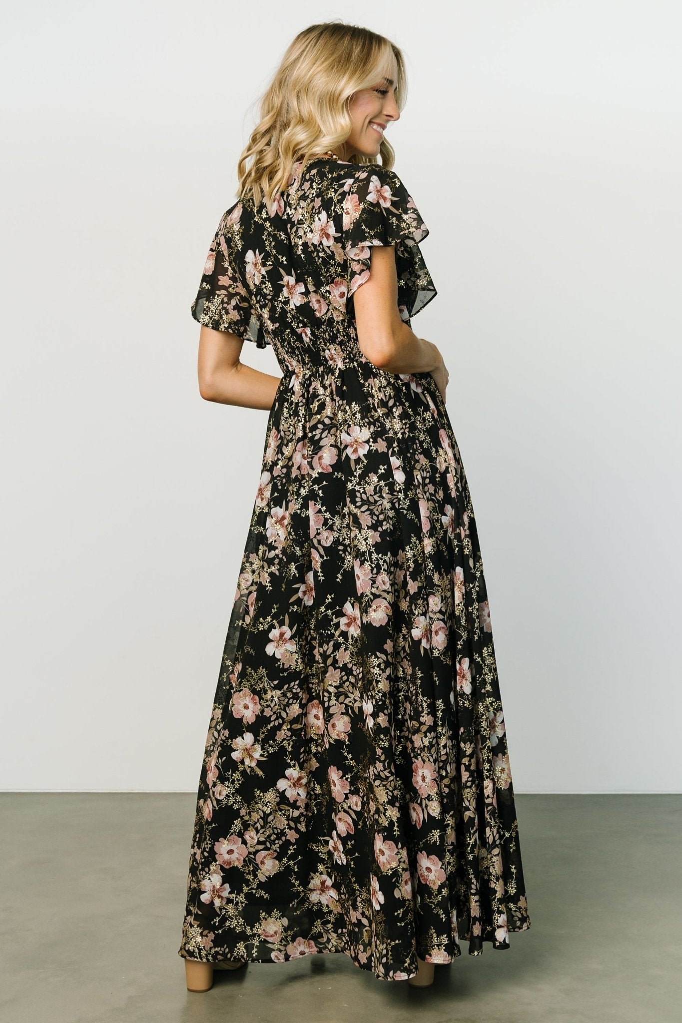 Lynlee Metallic Maxi Dress | Black + Mauve Outlet Shop Offer