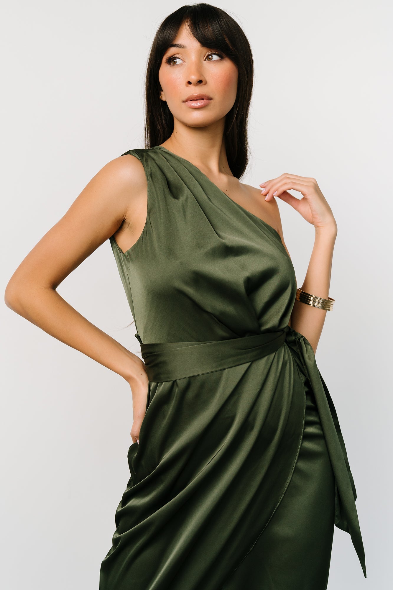 Celia One Shoulder Midi Dress | Olive Cheap Low Shipping Fee