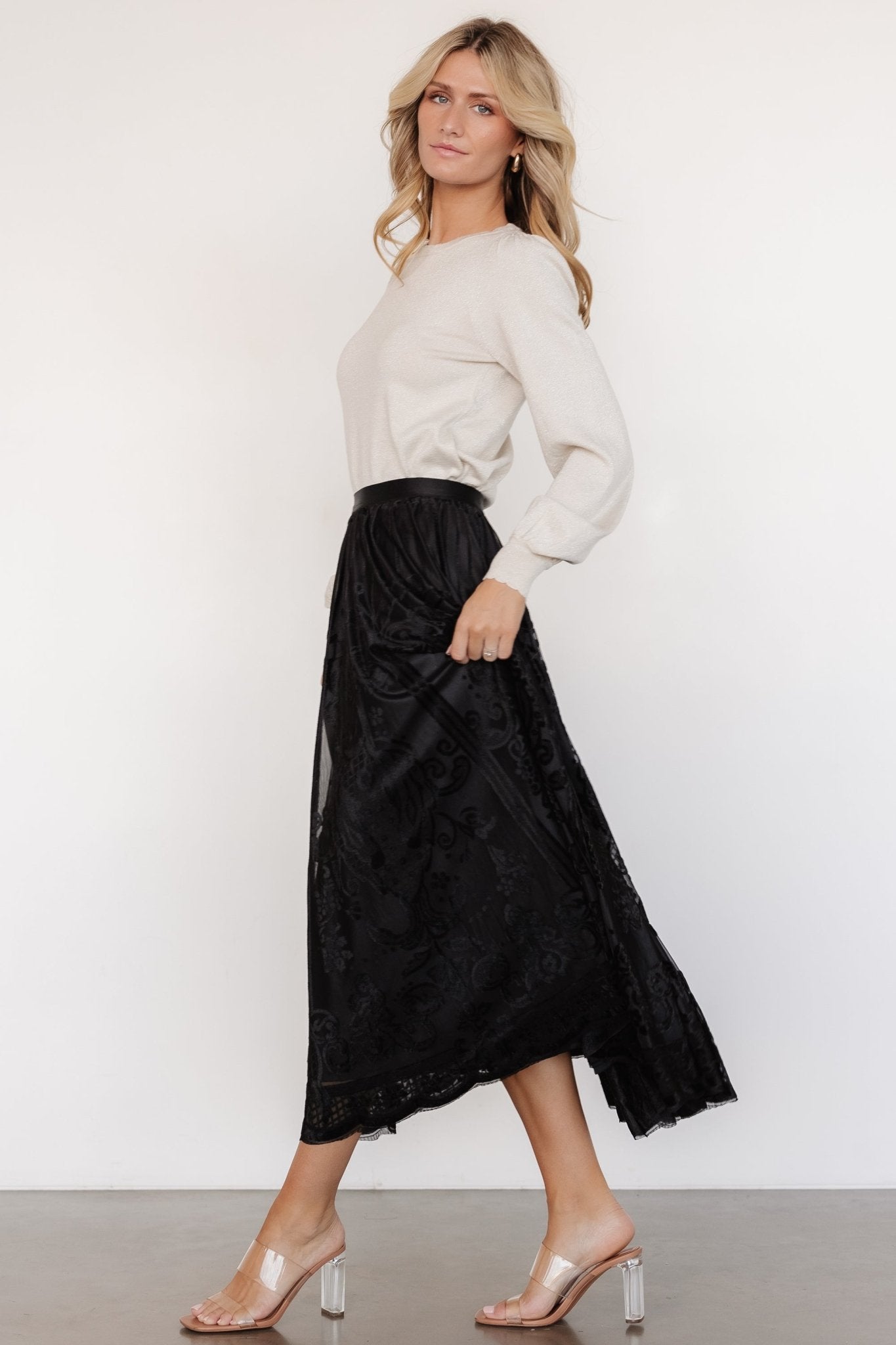 Palini Velvet Skirt | Black Clearance Amazon