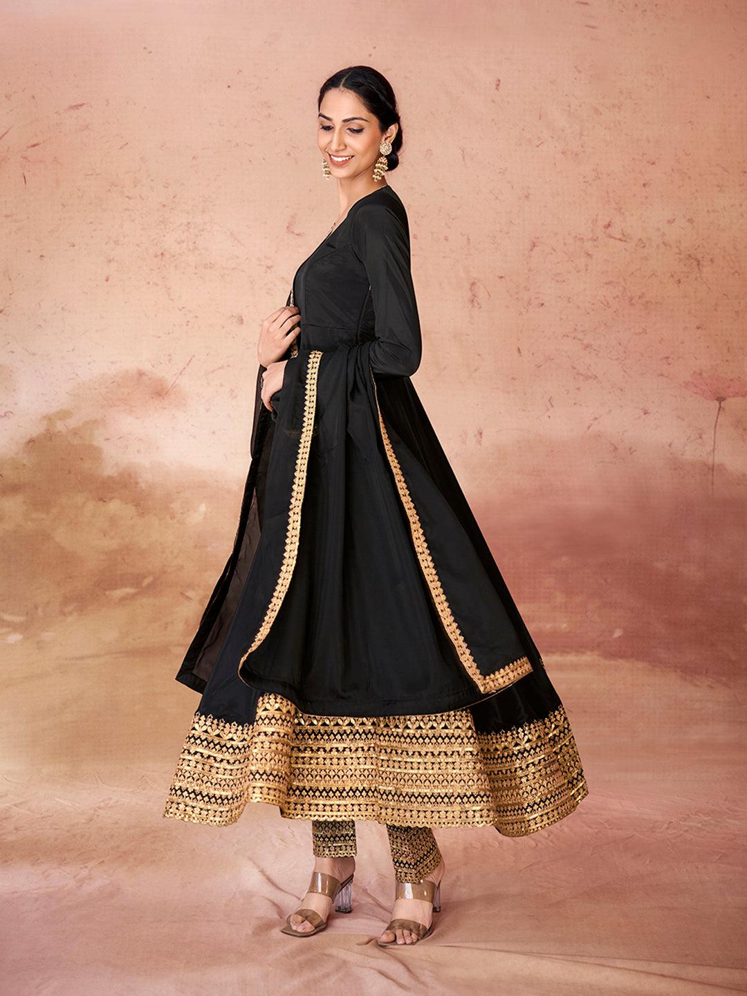 Black color anarkali suit with pant and dupatta 2025 New