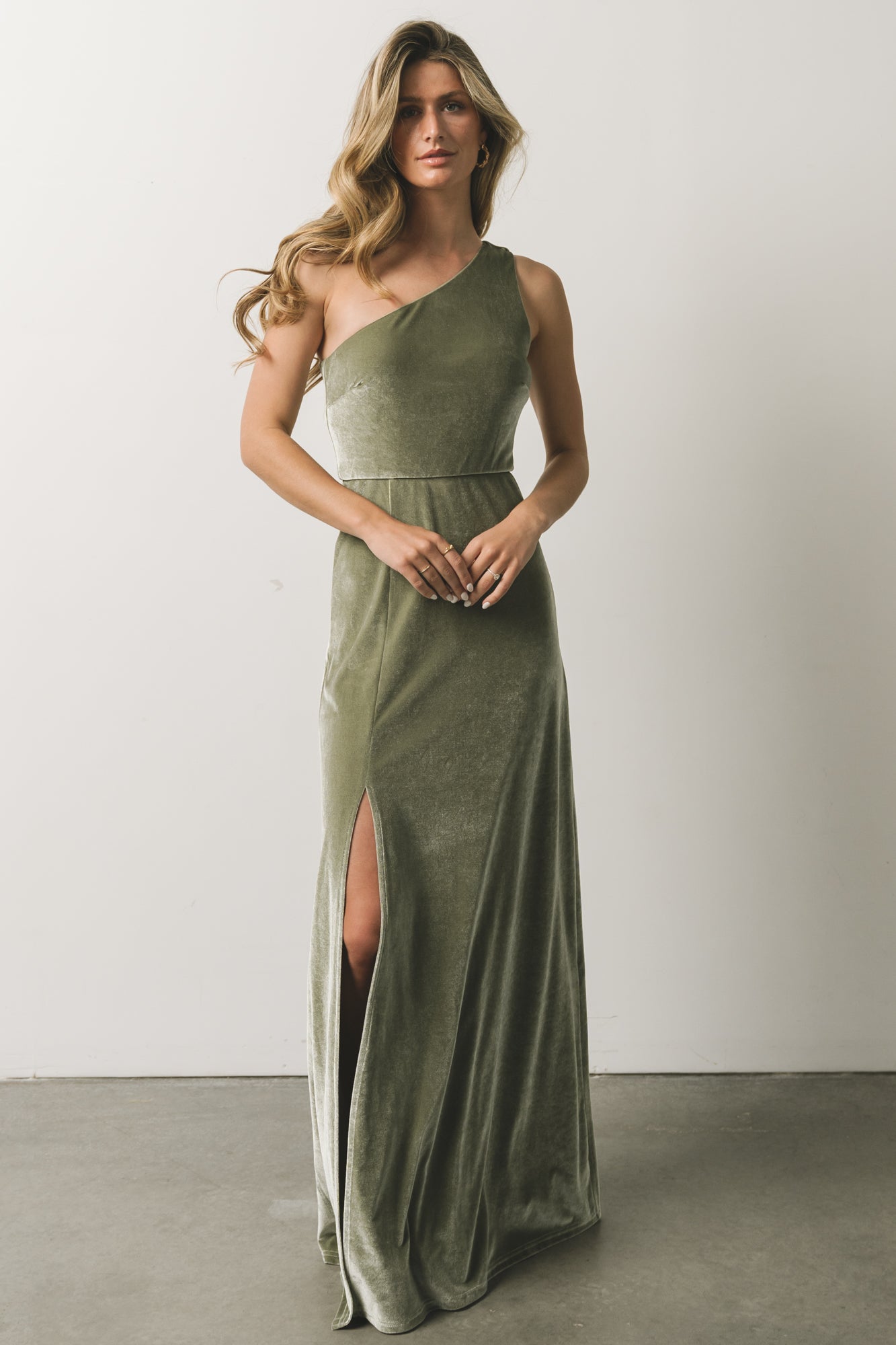 Tatiana Velvet One Shoulder Maxi Dress | Sage Cheap Sale 2025