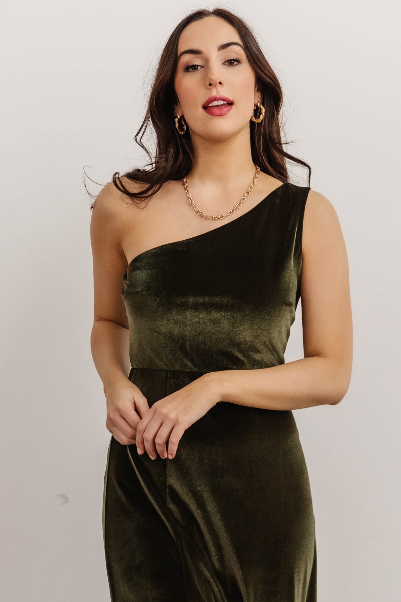 Tatiana Velvet One Shoulder Maxi Dress | Olive Discount Authentic Online