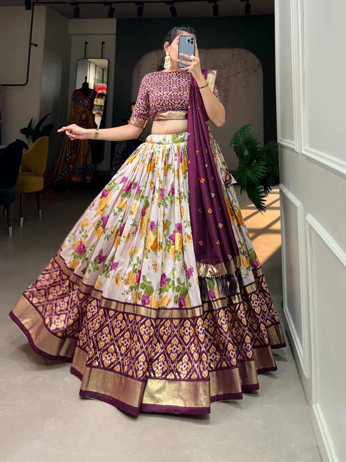 Exquisite Tussar Silk Lehenga Choli Set Discount For Cheap