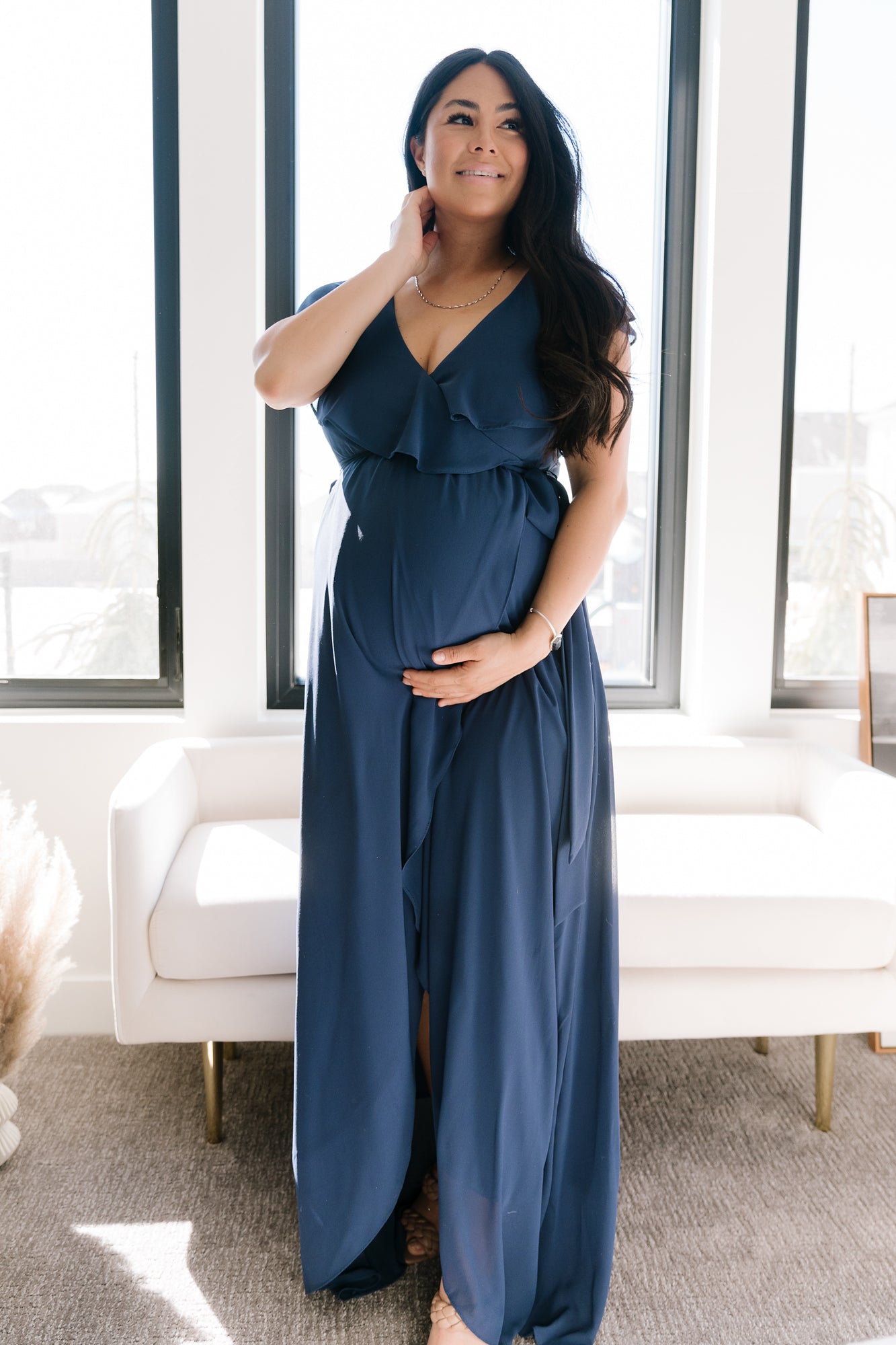 Katya Ruffle Maxi Dress | Navy Clearance Limited Edition