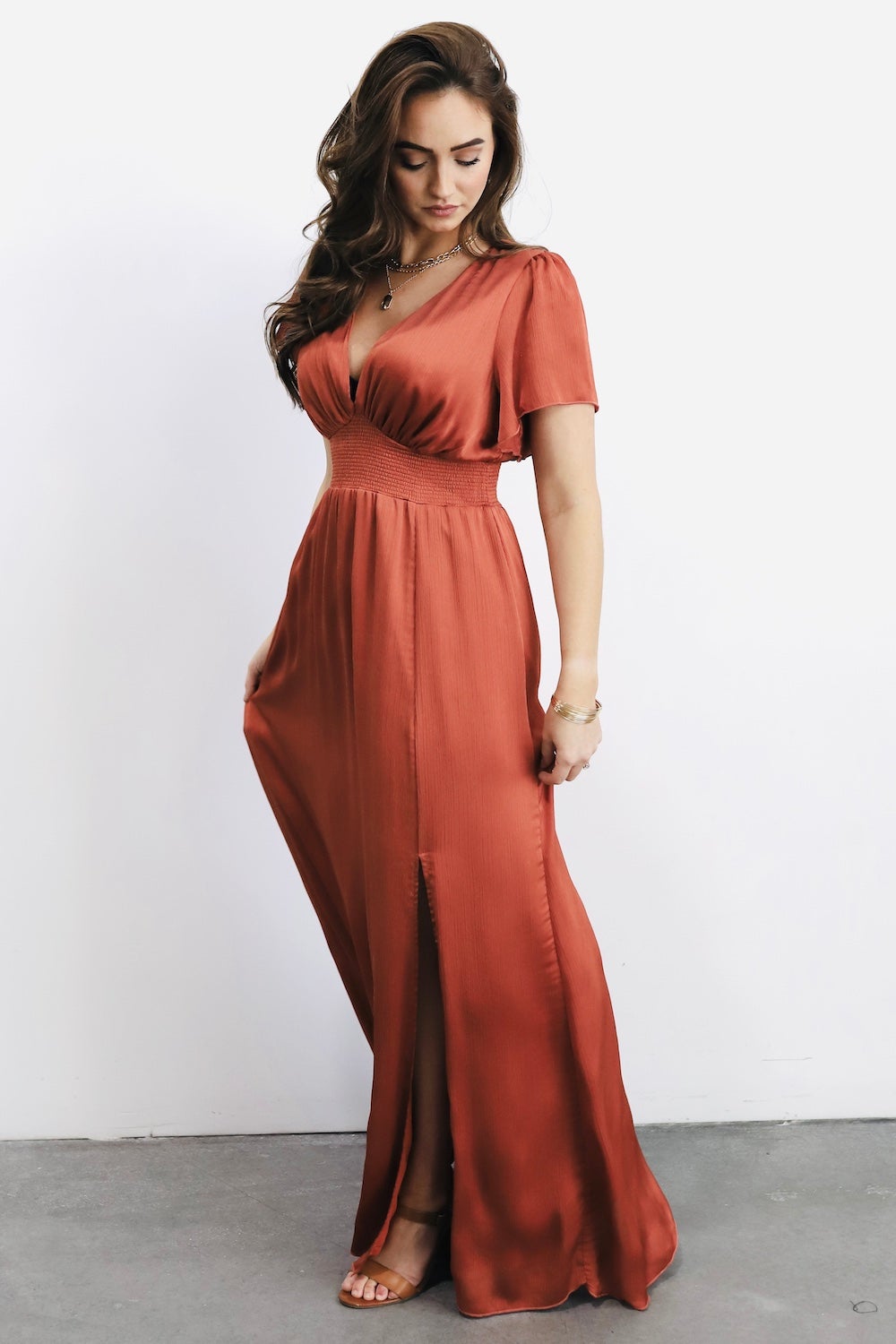 Prague Satin Maxi Dress | Rust With Paypal Sale Online