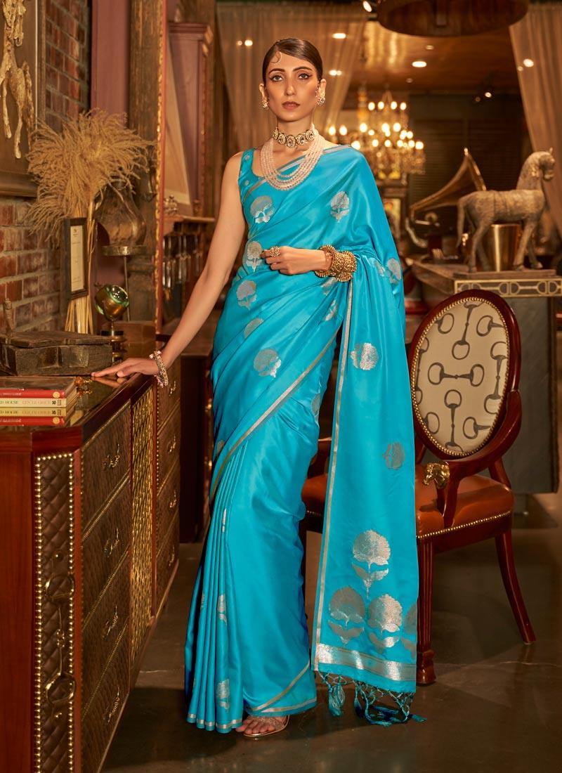 Ice Blue Color Silk Weave Classic Saree Buy Cheap Discounts