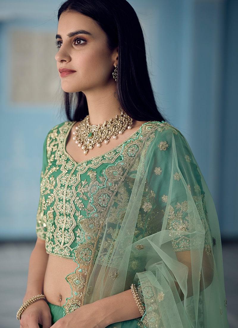 Adorable Green Color With Embroidered Lehenga Choli Clearance Cheapest Pice