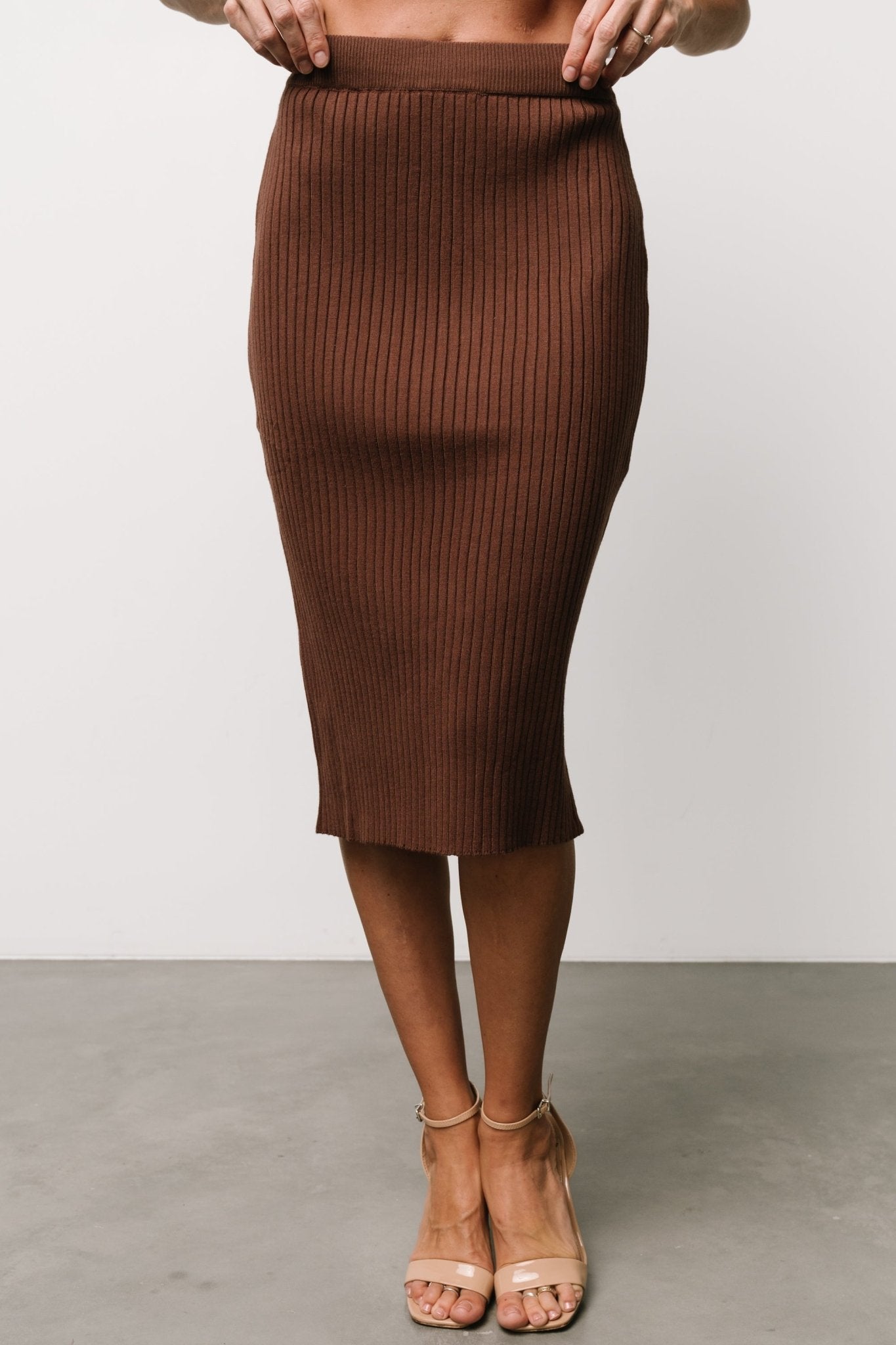 Stormi Ribbed Midi Skirt | Brown 100% Original Cheap Pice