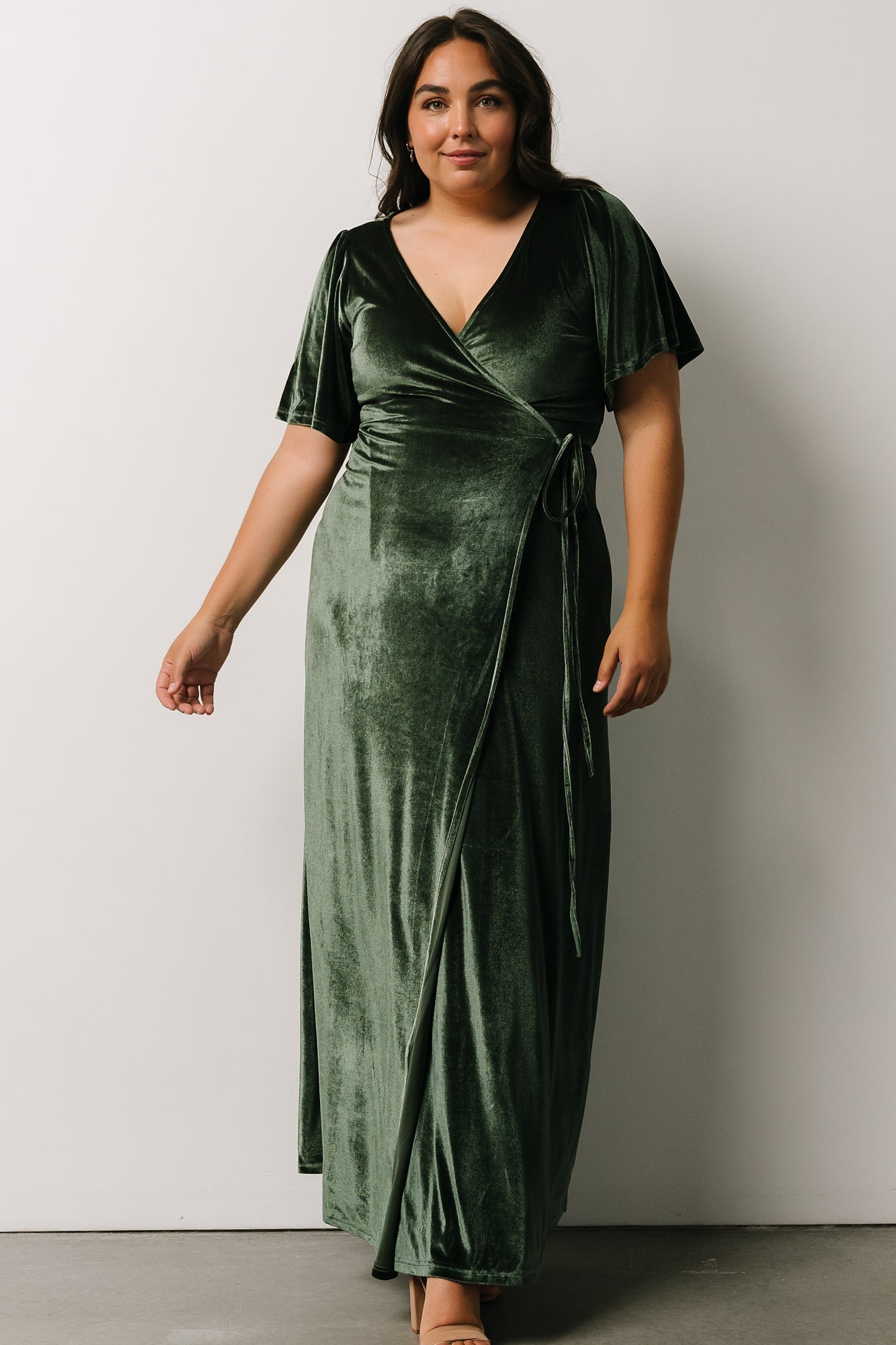 Meghan Velvet Wrap Maxi Dress | Deep Green Cheap Pirce