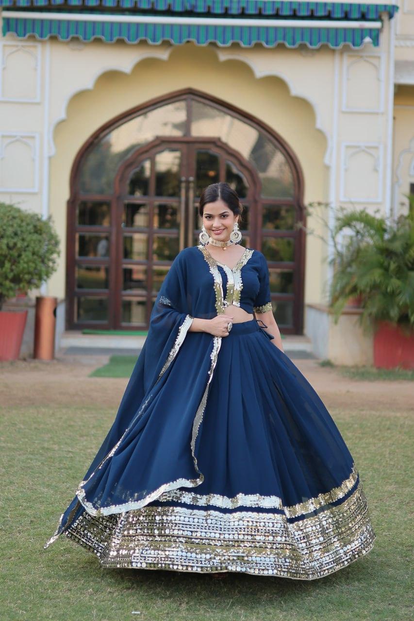 Rama Georgette Embroidered Lehenga Choli with dupatta Sale Ebay